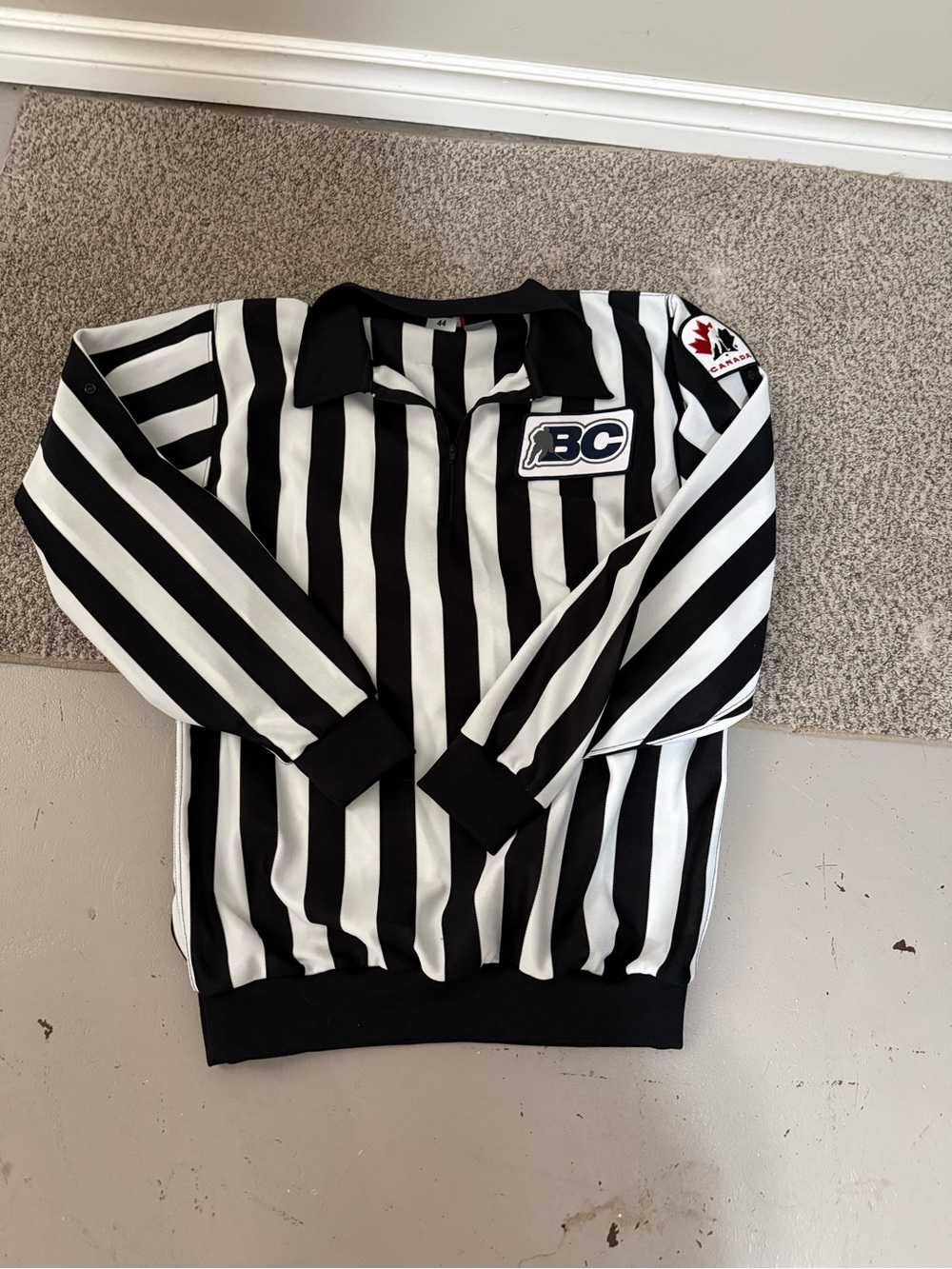 CCM Black and White Striped Referee-Style Shirt